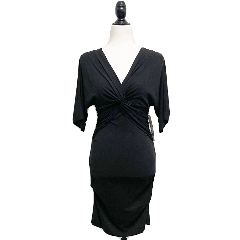 Nicole Miller V Neck Dolman Short Sleeve Cinching